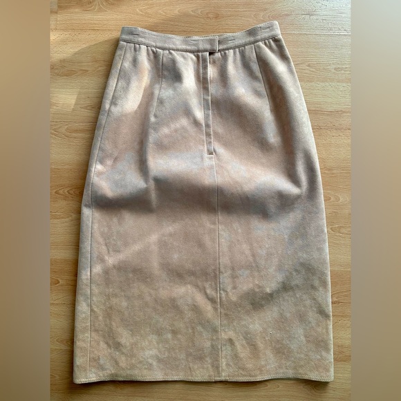 Vintage faux suede pale pink suit skirt set size 6 - Picture 9 of 16